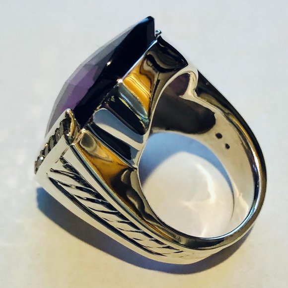 David Yurman Deco Amethyst & Diamond Sterling Sil - Picture 2 of 10